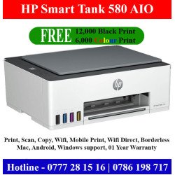 HP Smart Tank 580 Printer Sri Lanka. Print, Scan, photocopy, Wifi